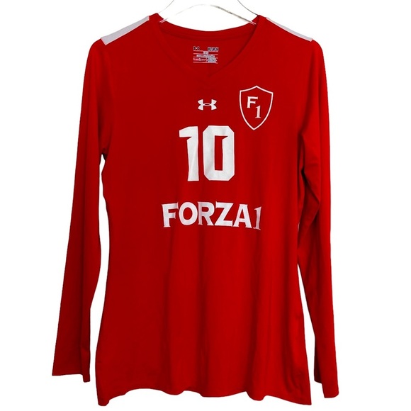 Girls Red V-Neck Long Sleeve Volleyball T-Shirt Size Medium. FORZA 1 Volleyball - Picture 5 of 5